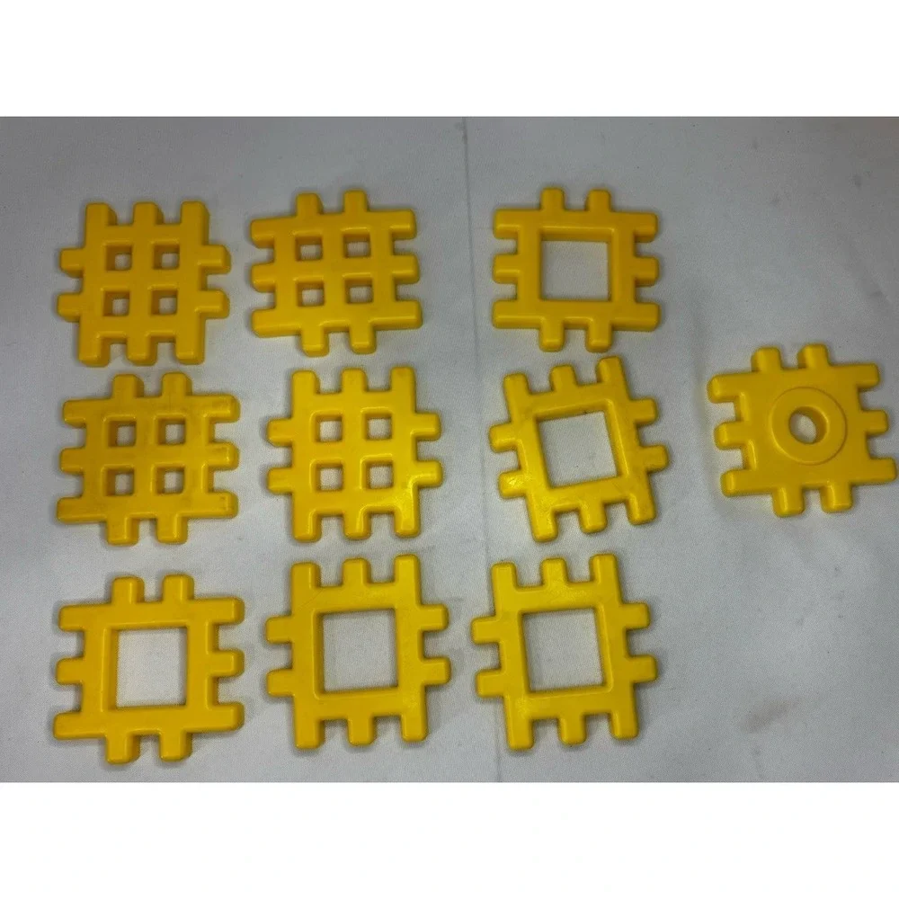 Vintage Little Tikes Waffle Blocks 33 pieces House Parts Road All Yellow